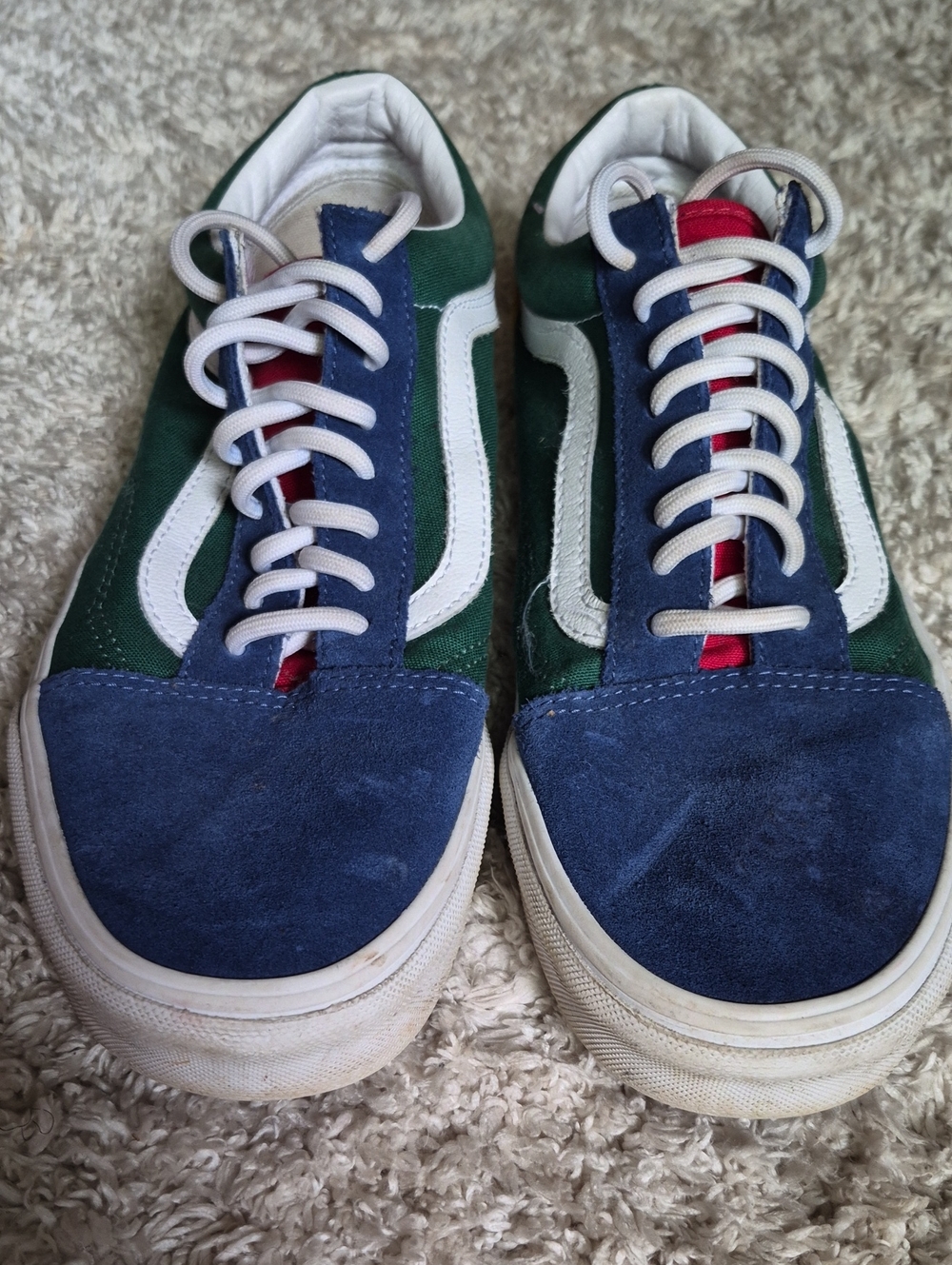 Vans Old Skool Low-Top Sneakers in Navy, Green & White